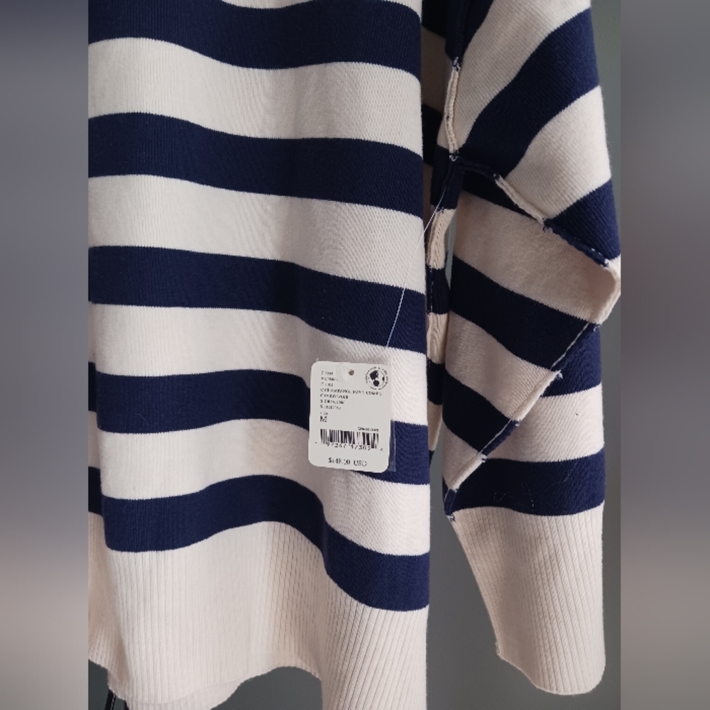 NWT Free People Castal Stripe Pullover In Carbon Champagne Cream Sweater Size M - Picture 5 of 10